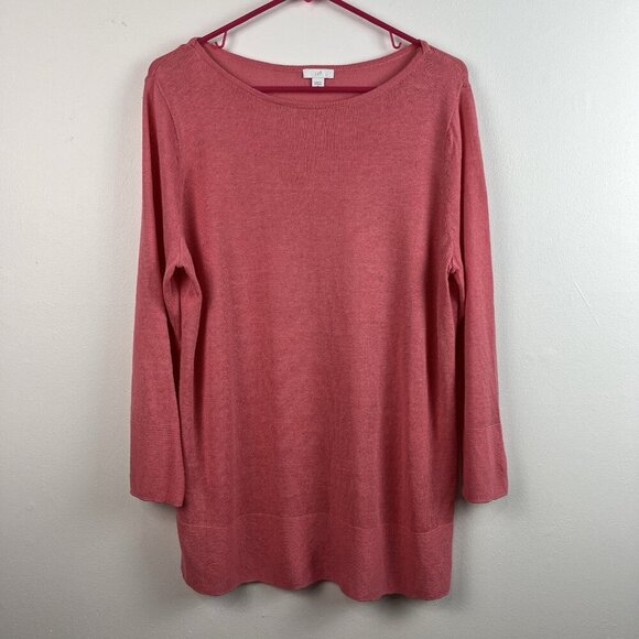J. Jill Linen Blend Oversized Knit Tunic Sweater Womens M Pink Casual Spring - Picture 1 of 11